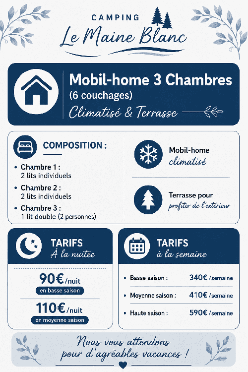 Le Bleuet : 3 chambres - 6 couchages avec climatisation et terrasse